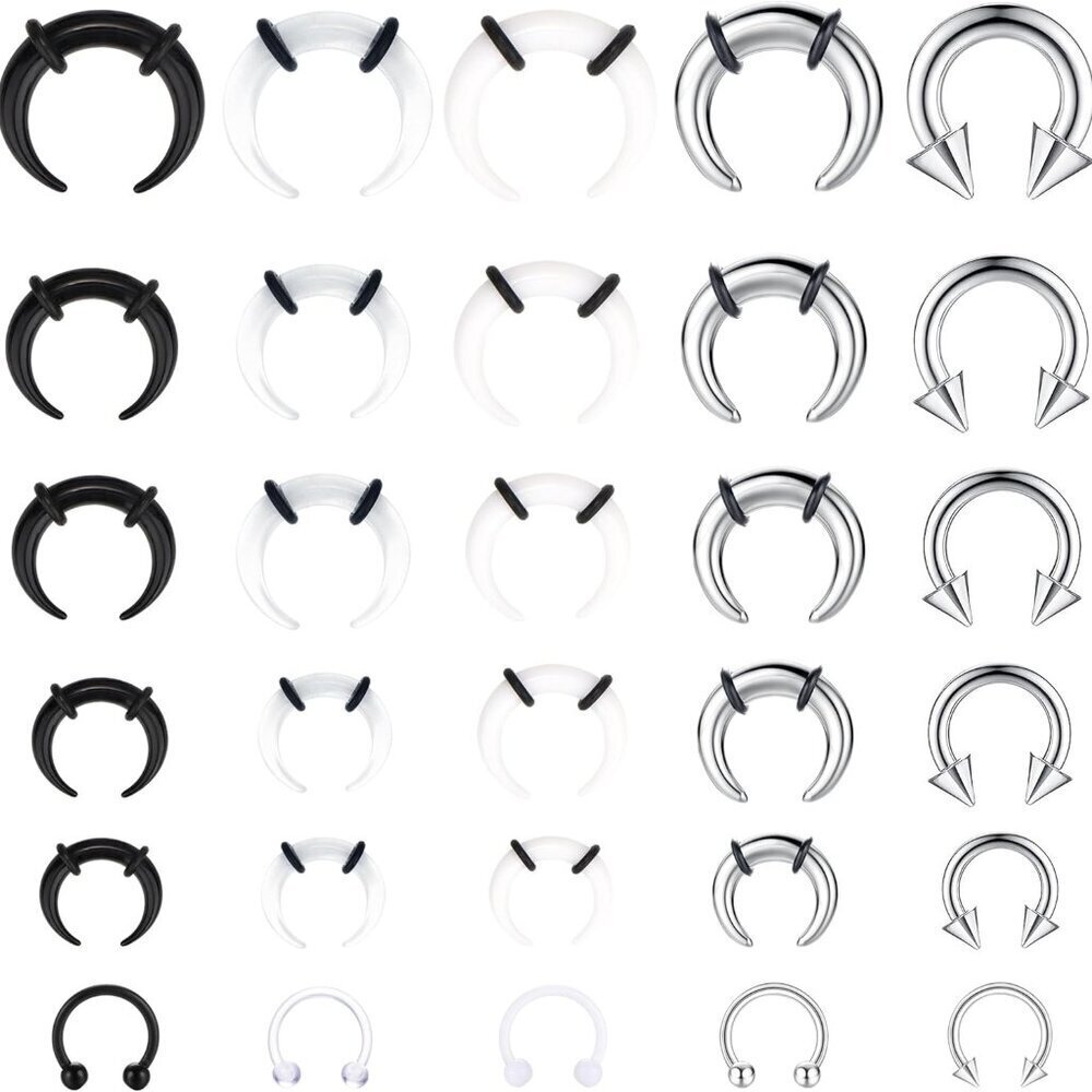 Septum Piercing Kit 30pcs Stainless Steel Acrylic Septum Rings Tapers